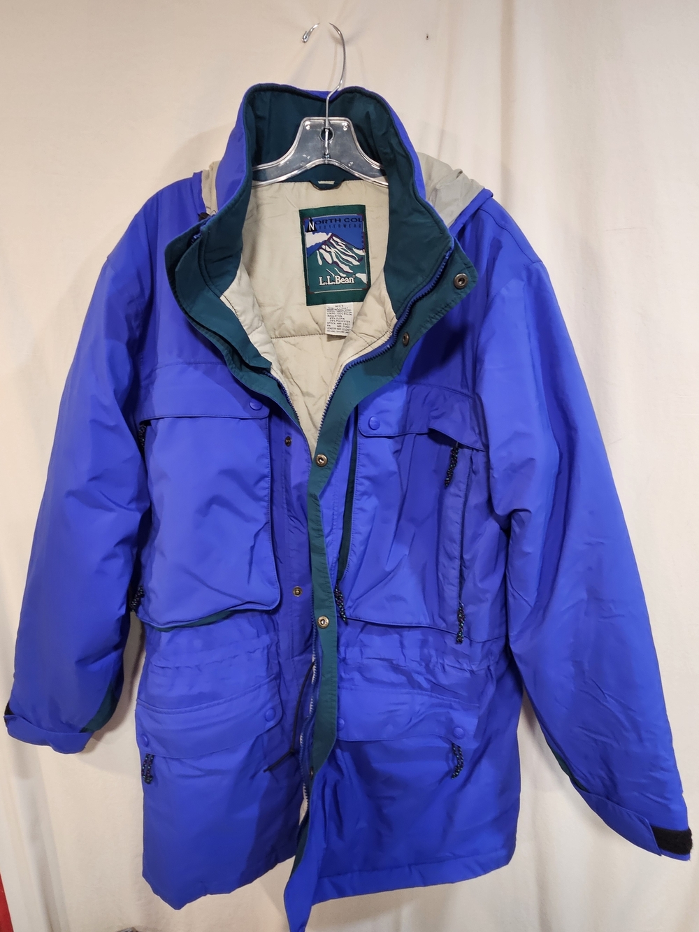 L.L. Bean Men's Royal Blue Ski Jacket with Teal Accents